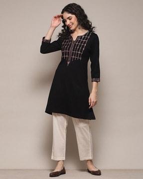 women embroidered a-line kurta