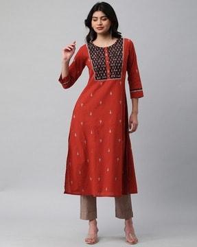 women embroidered a-line kurta