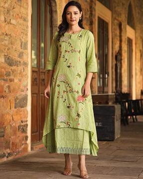 women embroidered a-line kurta