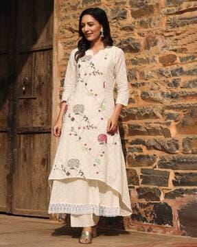 women embroidered a-line kurta