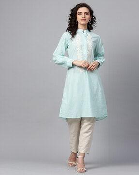 women embroidered a-line kurta