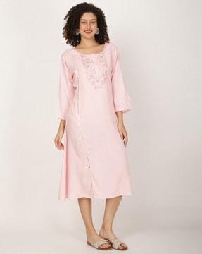 women embroidered a-line kurta