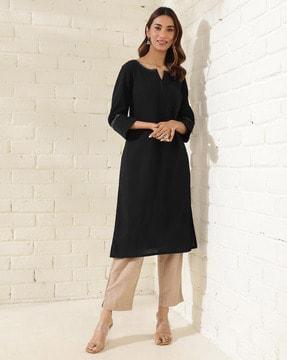 women embroidered a-line kurta