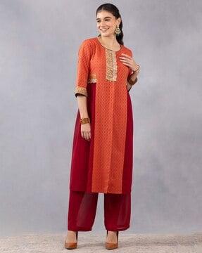 women embroidered a-line kurta