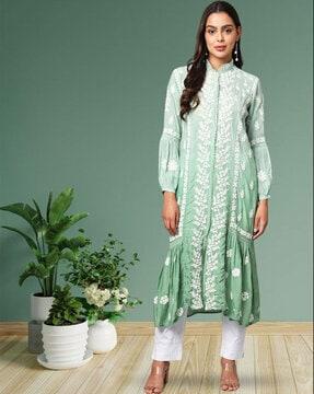 women embroidered a-line kurta