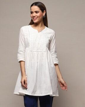 women embroidered a-line kurti