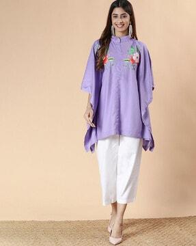 women embroidered a-line kurti