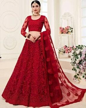 women embroidered a-line lehenga choli set with dupatta