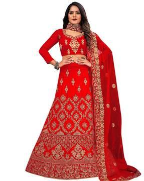 women embroidered a-line lehenga choli set with dupatta