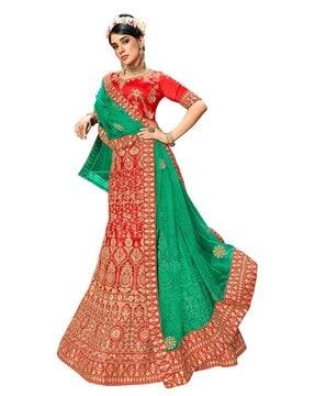 women embroidered a-line lehenga choli set with dupatta