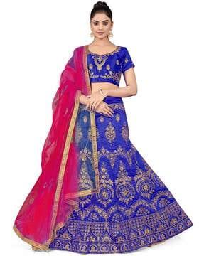 women embroidered a-line lehenga choli set with dupatta