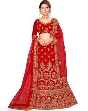 women embroidered a-line lehenga choli set with dupatta