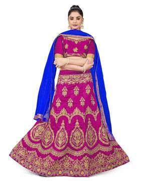 women embroidered a-line lehenga choli set with dupatta