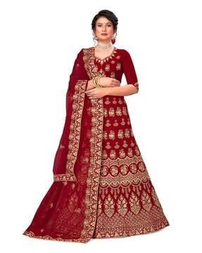 women embroidered a-line lehenga choli set with dupatta