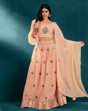 women embroidered a-line lehenga choli set with dupatta