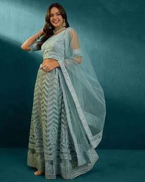 women embroidered a-line lehenga choli set with dupatta