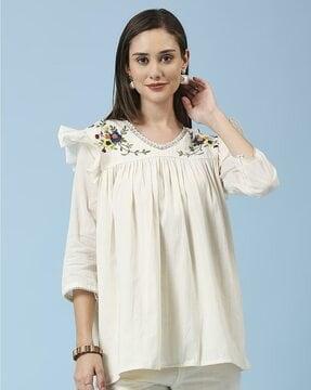 women embroidered a-line tunic