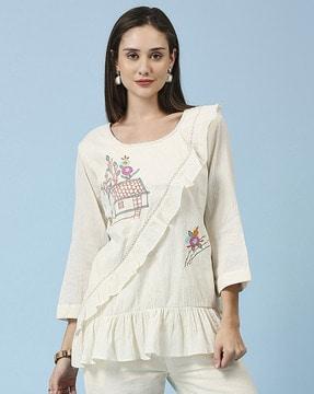 women embroidered a-line tunic