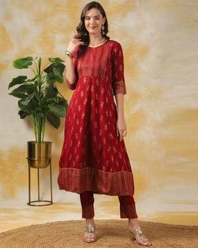 women embroidered anarkali kurta set