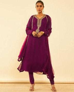 women embroidered anarkali kurta set