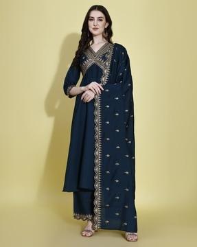 women embroidered anarkali kurta set