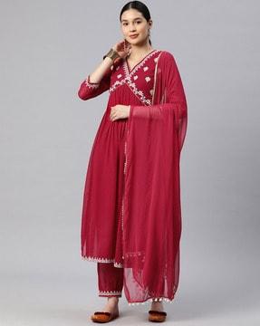 women embroidered anarkali kurta suit set