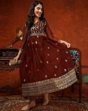 women embroidered anarkali kurta