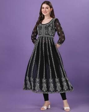 women embroidered anarkali kurta