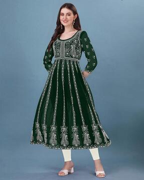 women embroidered anarkali kurta