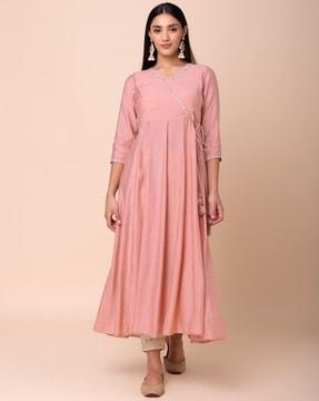 women embroidered angrakha pattern kurta