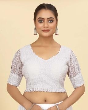 women embroidered back-open blouse