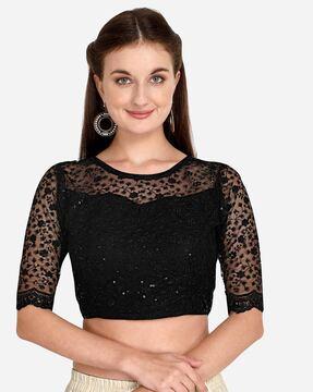 women embroidered back-open blouse