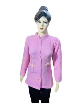 women embroidered cardigan with button closure