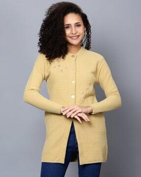 women embroidered cardigan with button closure
