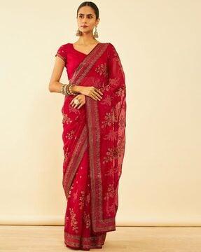 women embroidered chiffon saree