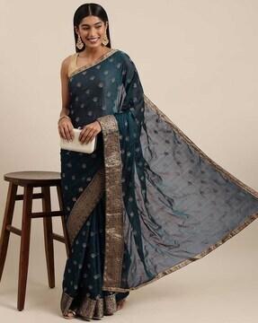 women embroidered chiffon saree