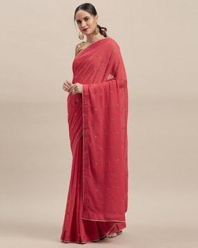 women embroidered chiffon saree