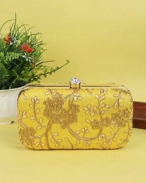 women embroidered clutch with chain strap