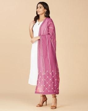 women embroidered cotton silk dupatta