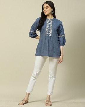 women embroidered cotton tunic