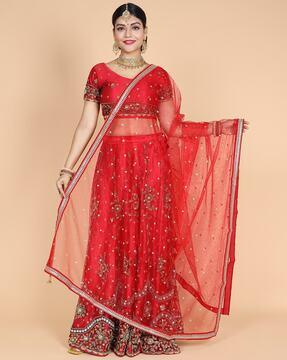 women embroidered dupatta with lace detail