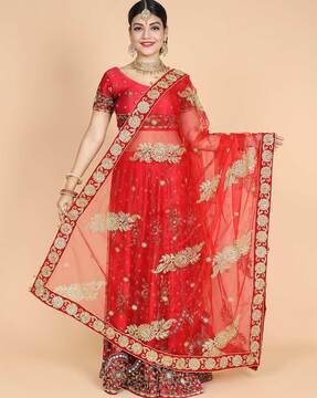 women embroidered dupatta with lace detail