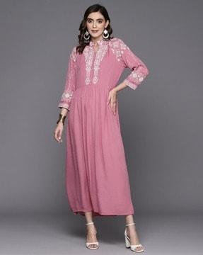 women embroidered fit & flare dress