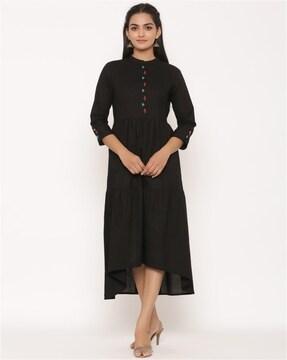 women embroidered fit & flare dress