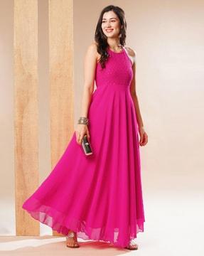 women embroidered fit & flare dress