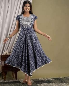 women embroidered fit & flared dress