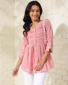 women embroidered fitted tunic
