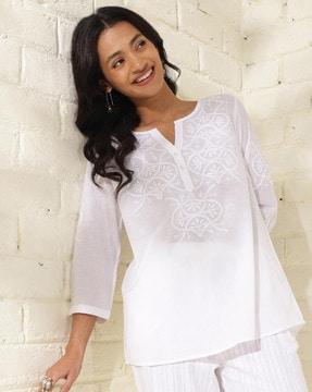 women embroidered fitted tunic