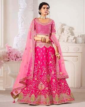 women embroidered flared lehenga choli set