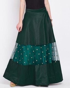 women embroidered flared skirt